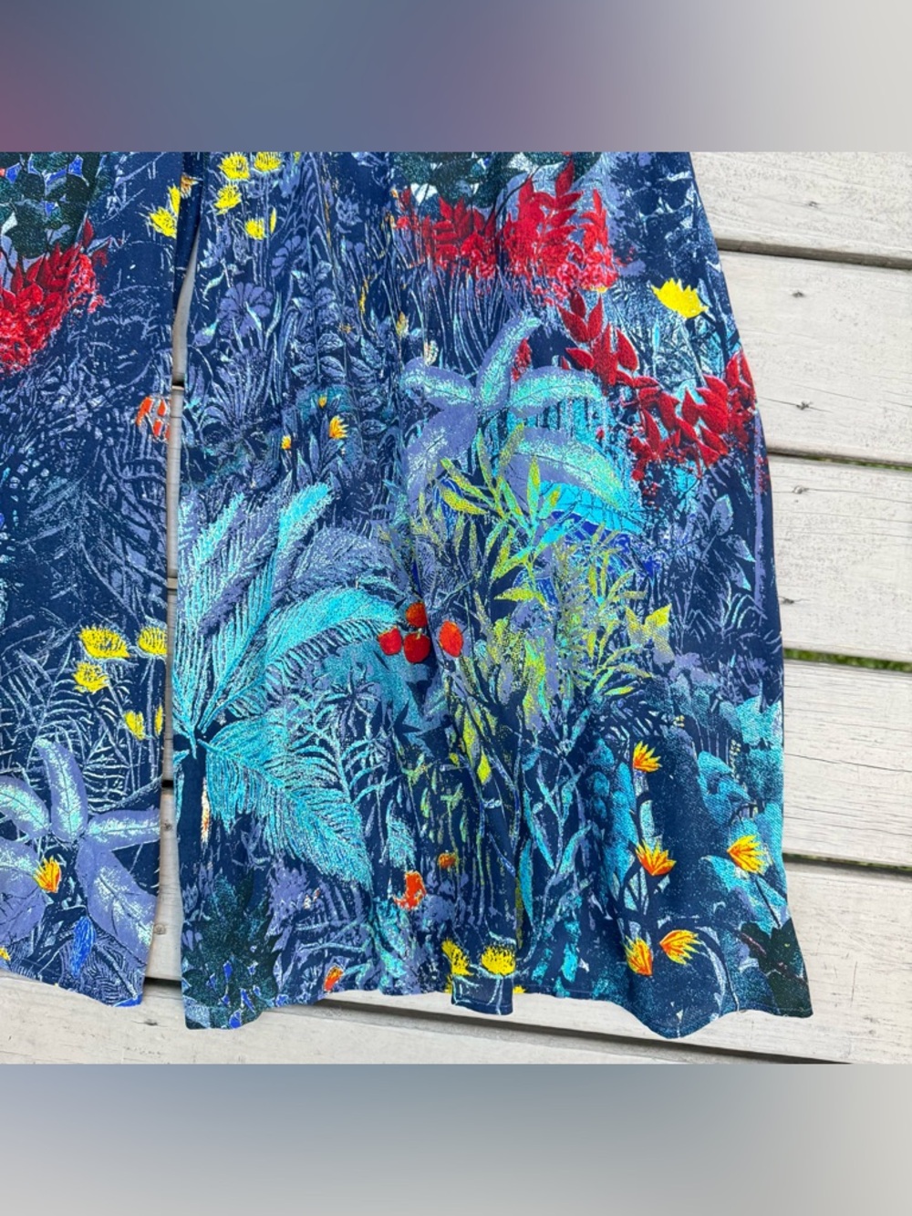 Label by Ritu Kumar Blue Floral Zip Up Flared Jumpsuit size M - Picture 8 of 16